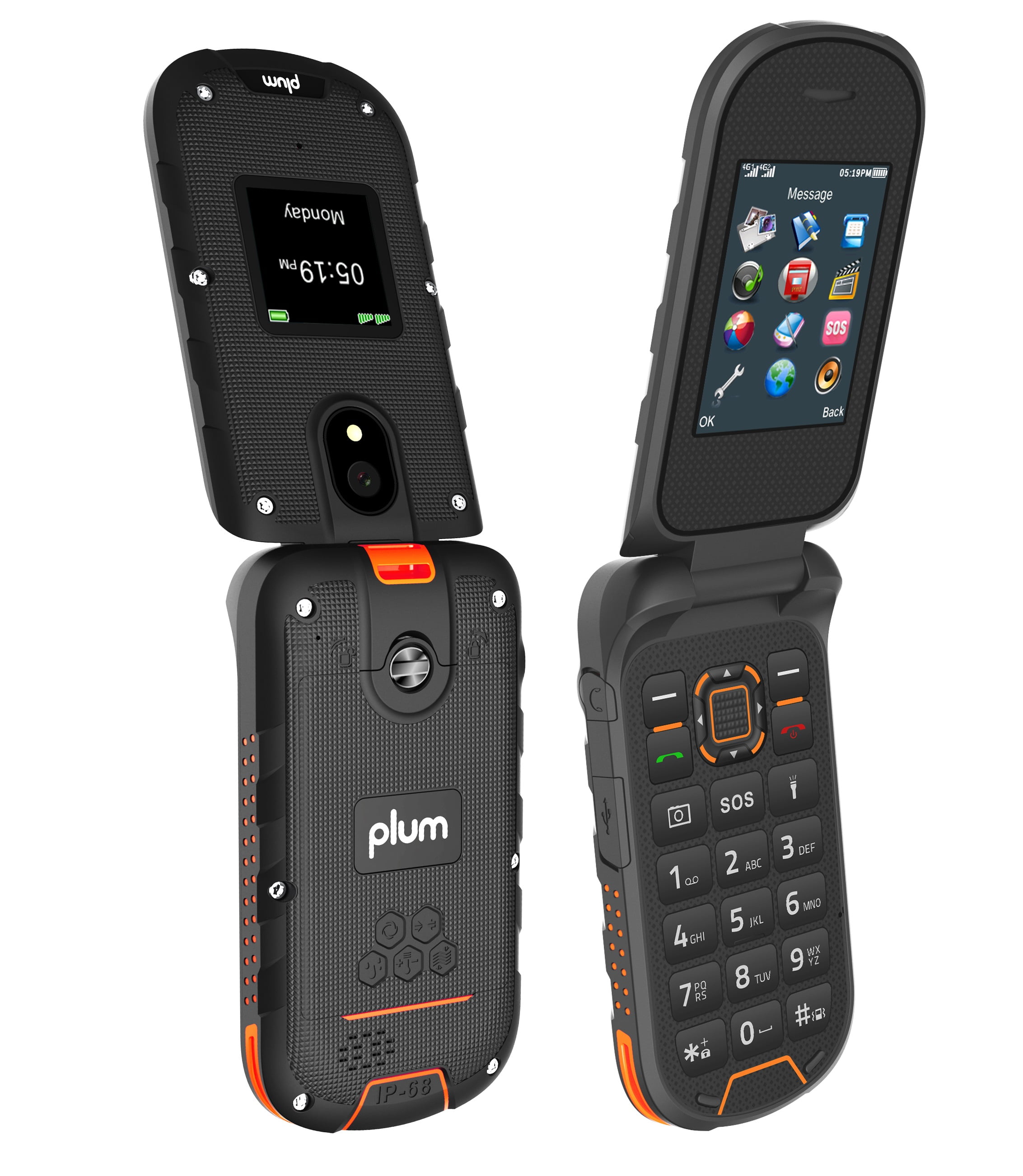 Plum RAM PLUS Unlocked Flip Phone 4G VoLTE Rugged + Sim Card Speed Talk