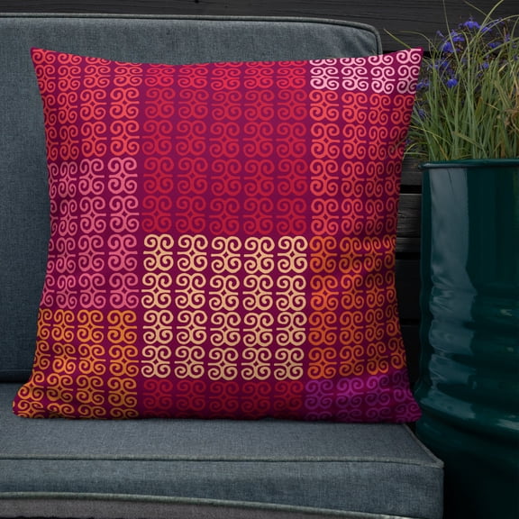 Plum Red Adinkra Symbol Throw Pillow With Insert