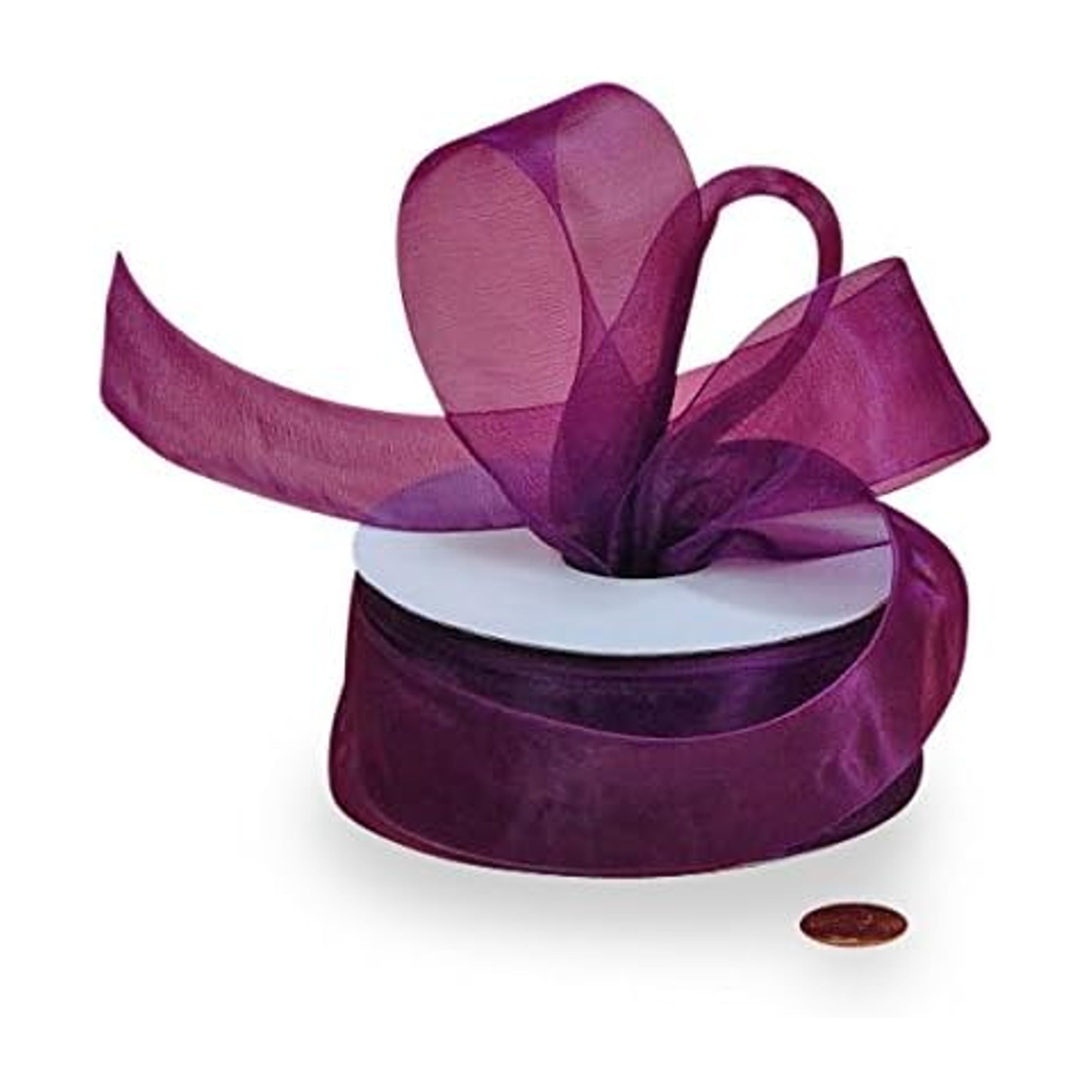 Organce Translucent Ribbon Plum Shimmer Sheer Organza Ribbon 1 1/2in. Wide X 25 Yards (Not Wired ...