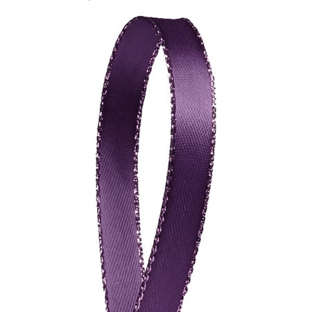 Plum Solid Color 3/8-Inch Gold Edge Ribbon, 50-Yards