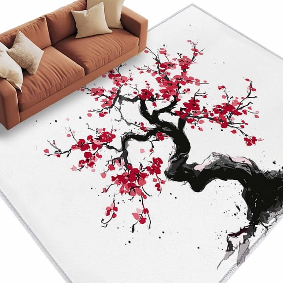 Plum Tree Branches Area Rugs Collection 6'x9', Spring Chinese ...