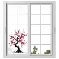 thumbnail image 1 of Plum Tree Branches Window Privacy Film, Spring Chinese Traditional Ink Painting Static Cling UV Sun Blocking Heat Control Window Tint Day and Night, Non-Adhesive One Way Privacy Cover 29.5''x78.7'', 1 of 7