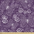 thumbnail image 1 of Ambesonne Plum Fabric by the Yard Upholstery, Vintage Style Flowers, 10 Yards, White Plum, 1 of 4