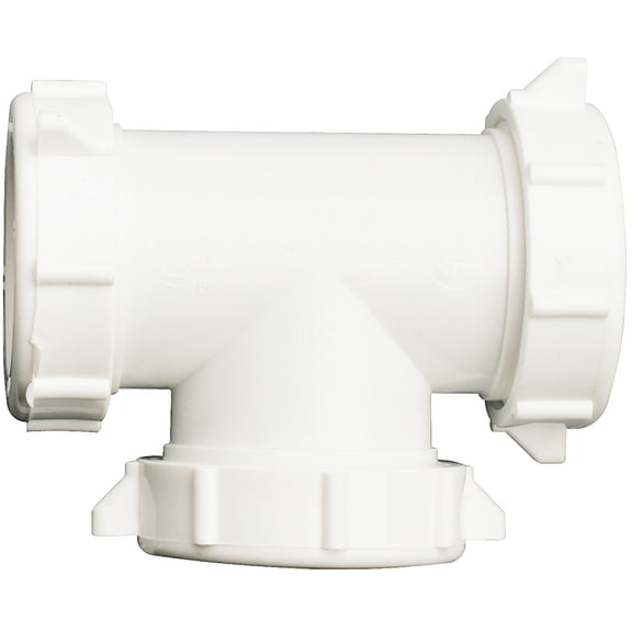 Plumb Pak PP20556 Coupling Tee, 1-1/2 in, PVC White