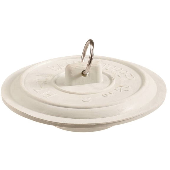 Plumb Pak PP22004 Tub Stopper with Ring, Rubber, White, For: Laundry and Bathtubs with 1-1/2 to 2 in Drain