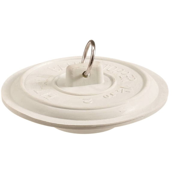 Plumb Pak PP22004 Tub Stopper with Ring, Rubber, White, For: Laundry and Bathtubs with 1-1/2 to 2 in Drain