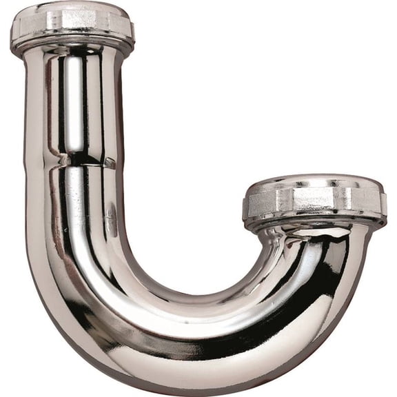 Plumb Pak PP256CP J-bend without Cleanout, 1-1/2 x 1-1/4 in, Brass, Chrome