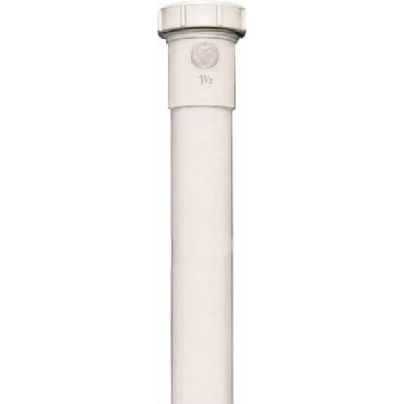 Plumb Pak PP55-12W Series Pipe Extension Tube, 12 in L, 1-1/2 in, Slip Joint, Polypropylene, White