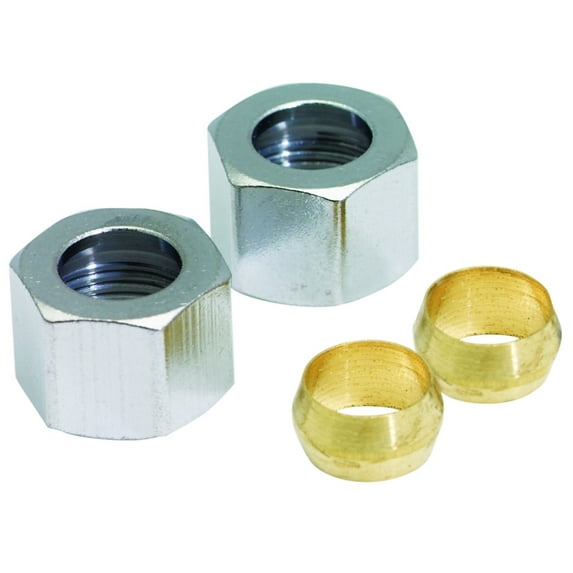 Plumb Pak PP81PC Brass Compression Nut Kit, Chrome-Plated, Chrome-Plated, Lead Free - Quantity 1