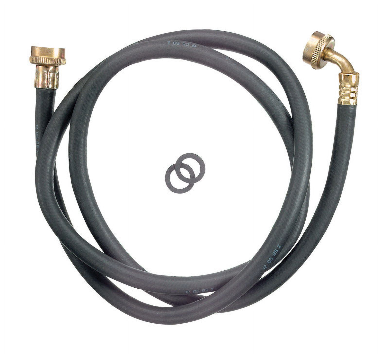 6 ft Black Rubber Washing Machine Hose with Brass Fittings