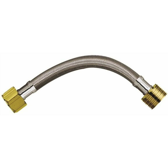 Plumb Pak PP888-12LF Water Heater Connector, 3/4 in, FIP x MIP, Stainless Steel, 24 in L