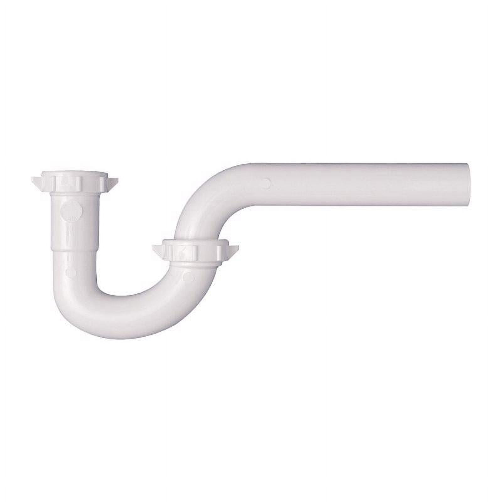 White Plastic 1-1/4" Slip Connection P-Trap for Lavatory