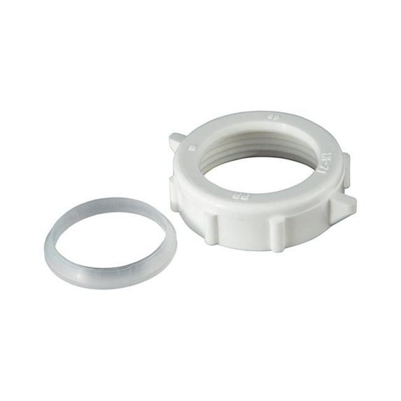 Plumb Pak PP956 Slip Joint Nut, 1-1/4 in, PVC, White