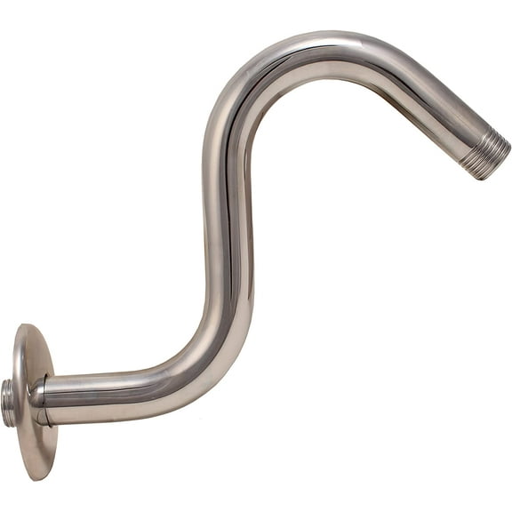 Plumb USA S-Style Shower Arms High Rise Shower Arm, Polish Chrome Finish, with Flanges, Raise up 4"