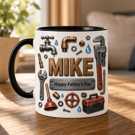 Plumber Dad Ceramic Mug Personalized Father's Day Gift for Mike