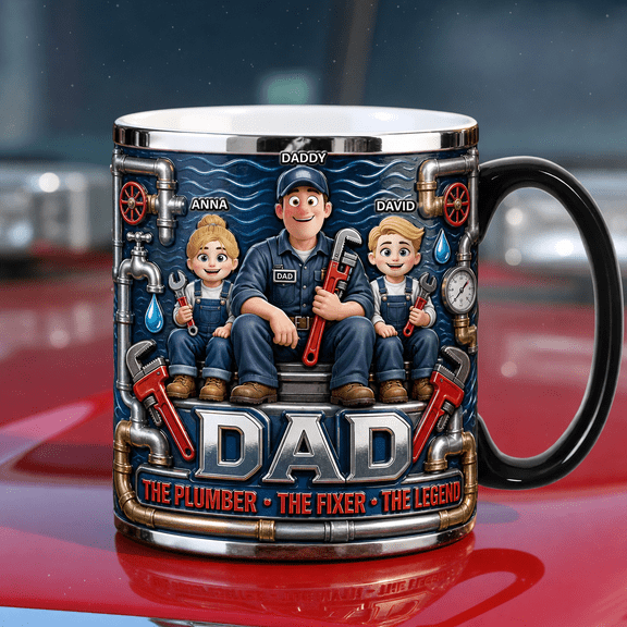 Plumber Dad Mug Ceramic Mug, The Fixer The Legend Gift for Dad, Father’s Day Coffee Cup