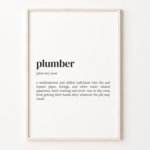 Plumber Definition Dictionary Wall Art, Unframed Poster
