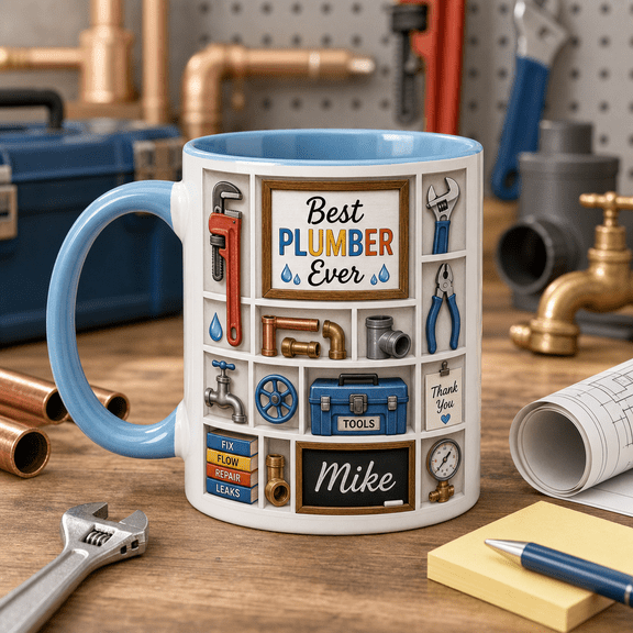 Plumber Mug 3D Effect Best Plumber Ever Gift for Pipe Repair Pros