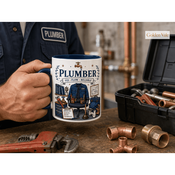Plumber Mug Fix Flow Reliable Coffee Cup Gift for Plumbing Pros