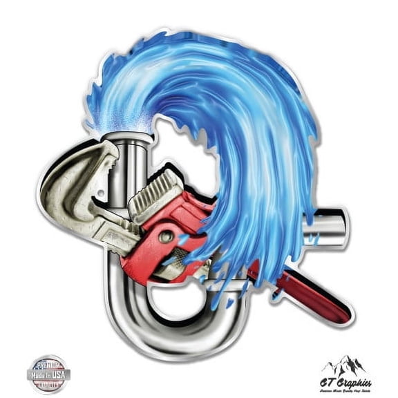 Plumber Pipes and Tools - 12" Vinyl Sticker Waterproof Decal
