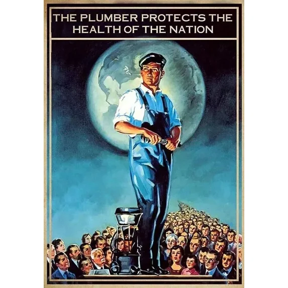 Plumbers Protect The Health Of The Nation Wall Art, Unframed Paper Poster 24x36in