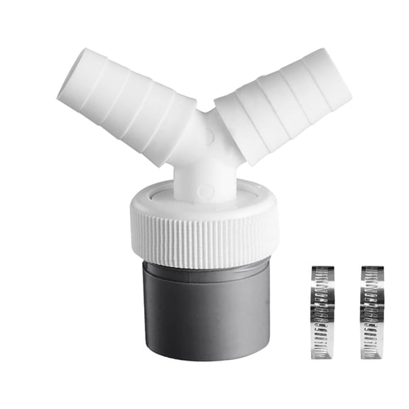 Plumbing Fittings for Household Use Washing Machine Drain Adapter and Dishwasher Connector with 40mm Pipe Inlet 18-24mm Two Hose Clamps Included Connection, 4 cm, White