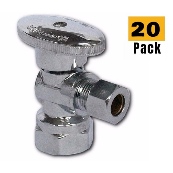 Plumbing Lot Pack 20 pcs 1/4 Turn Brass Angle Stop VALVES 3/8" OD Comp x 1/2" FIP