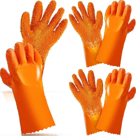 Plumbing Snake Gloves Sewer Gloves Abrasion Resistant Drain Cleaning Accessory for Men Women Plumber Tools Orange
