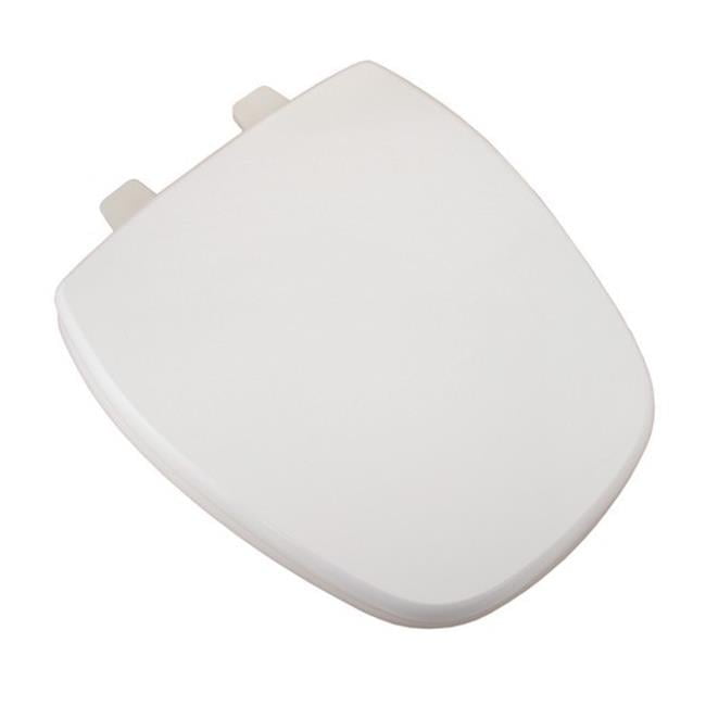 Plumbing Technologies 1F1R9-00 Deluxe Square Front Design MDF Round Wood Toilet Seat Adjustable Hinges- White