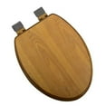 thumbnail image 1 of Plumbing Technologies 5F1E1-17CH Decorative Wood Elongated Toilet Seat with Chrome Hinges- Light Oak, 1 of 3
