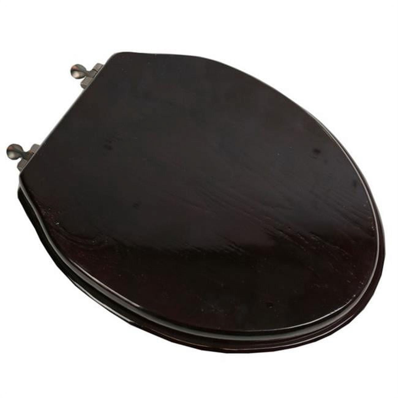 Plumbing Technologies 5F1E2-18OB Designer Solid Elongated Oak Wood Toilet Seat with Oil Rubbed Bronze Hinges, Dark Brown Oak