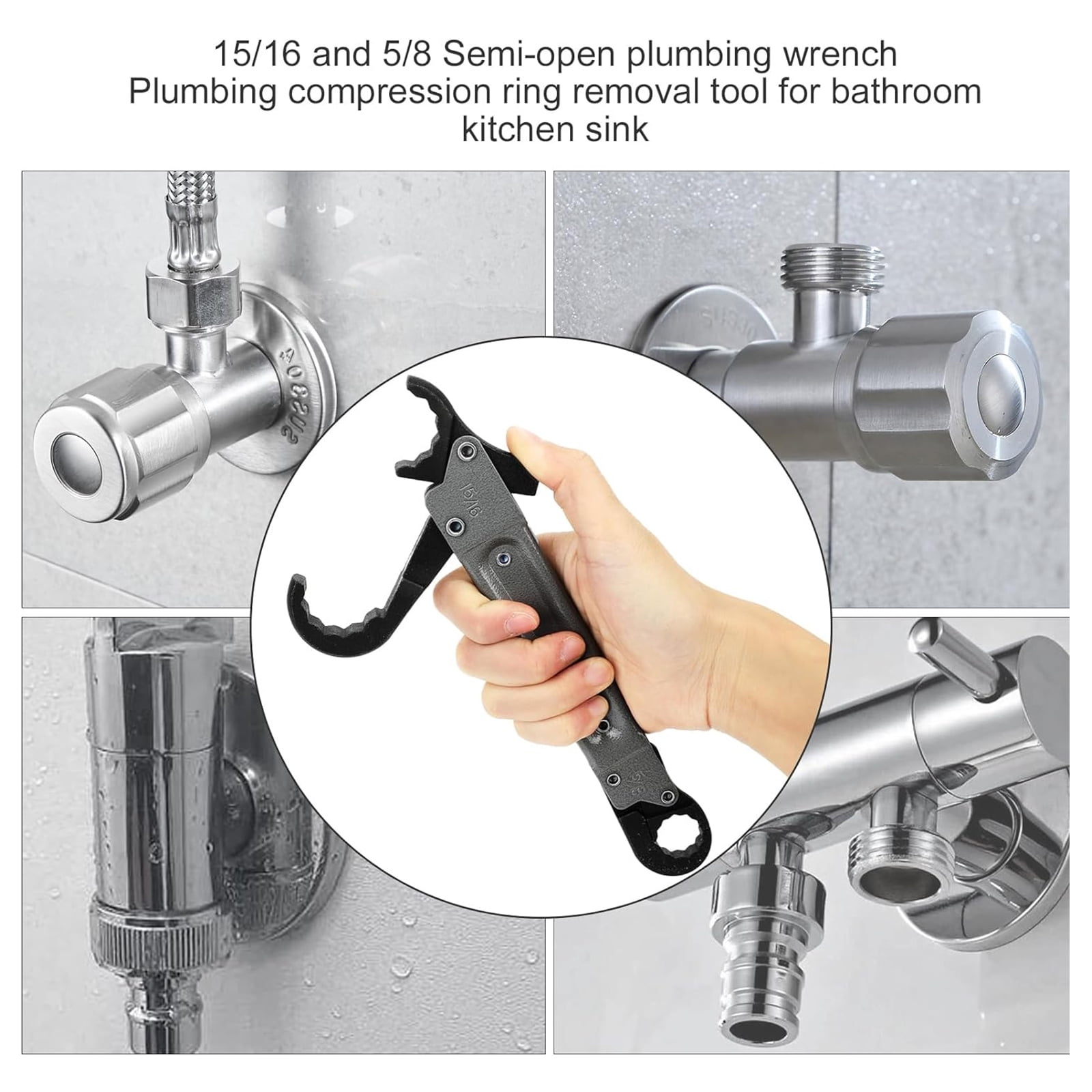 Plumbing Tools, 2 PCS Angle Stop Wrench Kit, Angle-on Wrench Set for Professional Plumber Angle Stop Removal Tools for Installing New Compression Angle Stop and Removing the Compression Ring