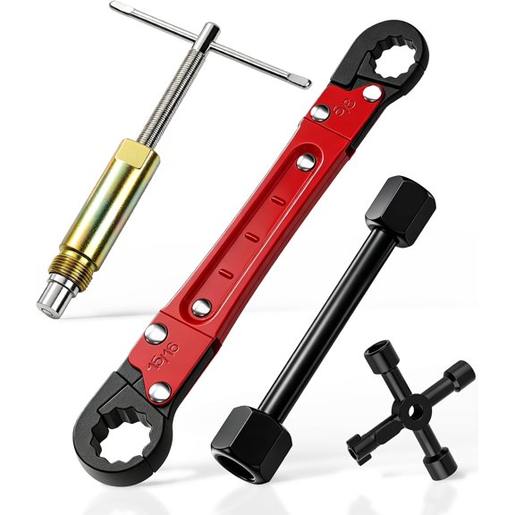 Plumbing Tools, Angle Stop Wrench with Compression Sleeve Puller Tool 1/2, Quick Repair Plumbing Wrench Kit for Installing/Removing Compression Rings, Nuts and Angle Stops for Valve Change