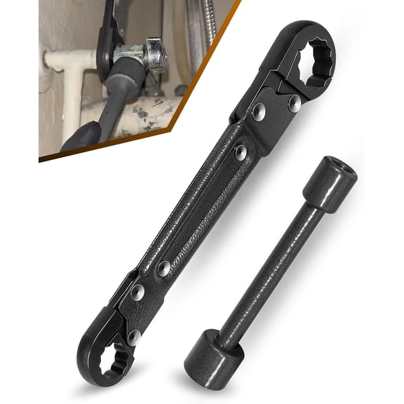 Plumbing Tools Angle Stop Wrench Kit Quick Tightening Compression Nuts and Angle Stops, Heavy Duty Kwik Tite & Angle-On Wrench Kit for Professional Plumbers