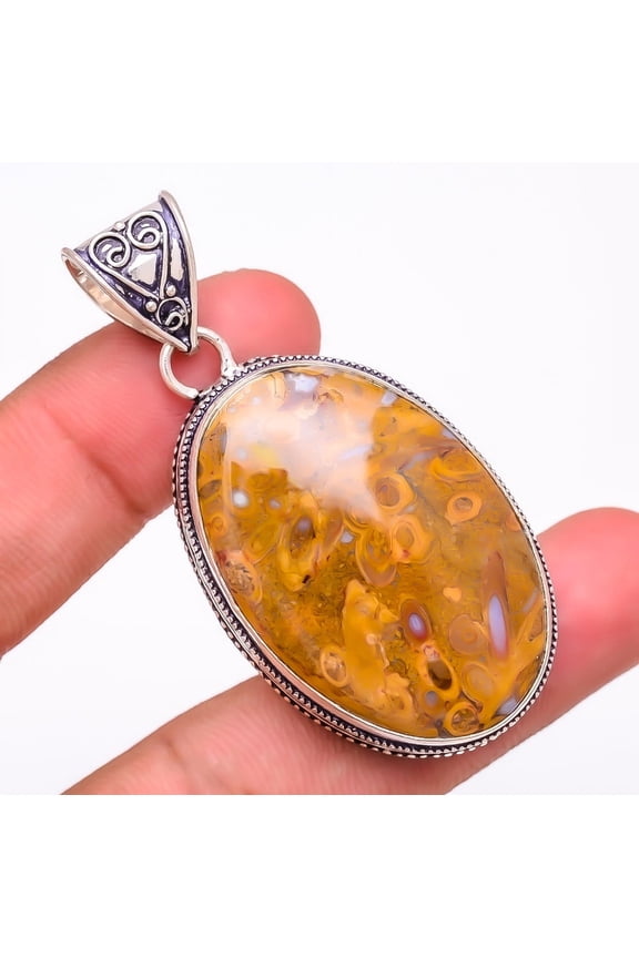 Plume Agate Gemstone 925 Sterling Silver Jewelry Pendant 2.3" T869, Agate Pendant, Christmas Gift, New Year Sale, Gemstone Silver Jewelry
