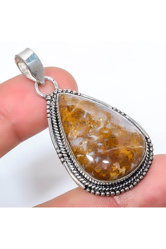 Plume Agate Handmade 925 Sterling Silver Jewelry Pendant1.95" P3098-250, Christmas Gift, Gemstone Silver Jewelry, Agate Pendant, New Year Sale