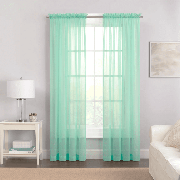 Plume D' Home Sheer Curtain 2 Panels of (55" W 84" L) Rod Pocket Solid Sheer (Mint)