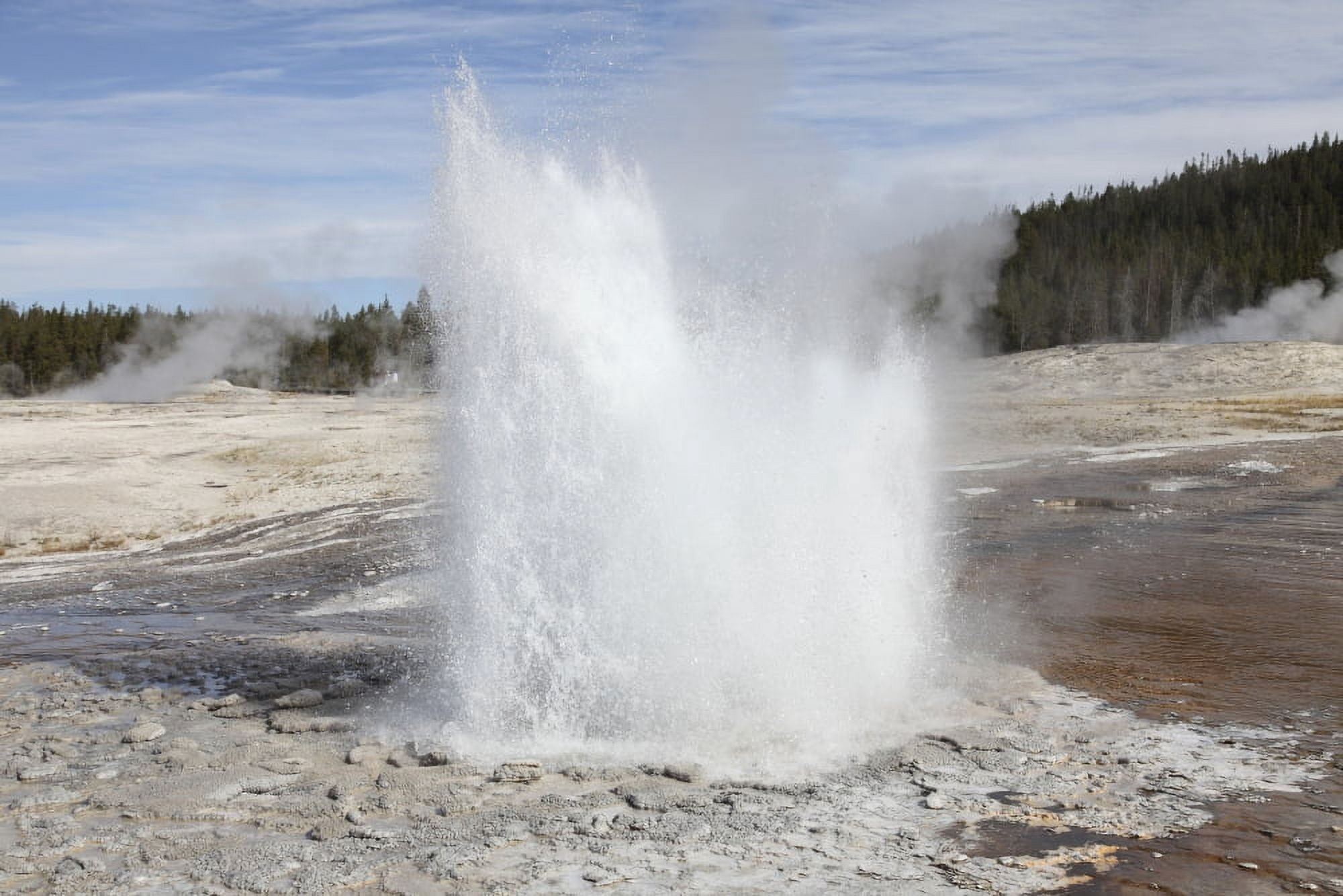 Plume Geyser eruption Upper Geyser Basin geothermal area Yellowstone National Park Wyoming Canvas Art - Richard RoscoeStocktrek Images (35 x 23)