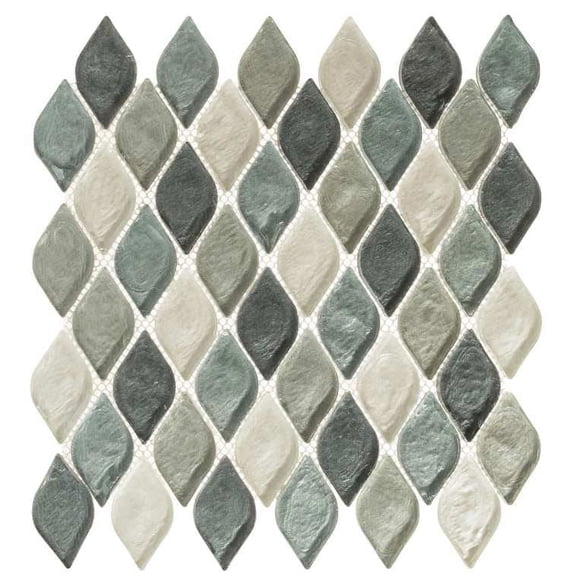 Plume Pigeon Gray 2-in. x 1-in. Novelty Marble Look Glossy Glass Mosaic Wall and Floor Tile