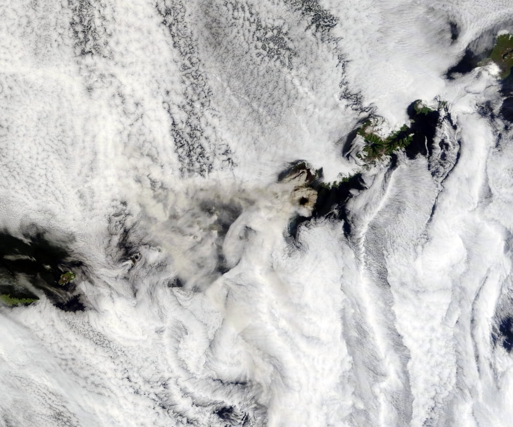 Plume from Okmok Volcano Aleutian Islands Canvas Art - Stocktrek Images (31 x 26)