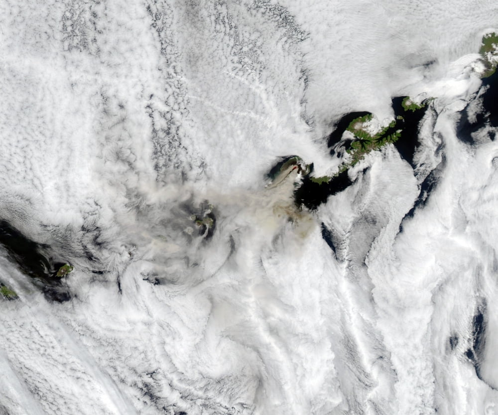Plume from Okmok Volcano Aleutian Islands Canvas Art - Stocktrek Images (31 x 26)