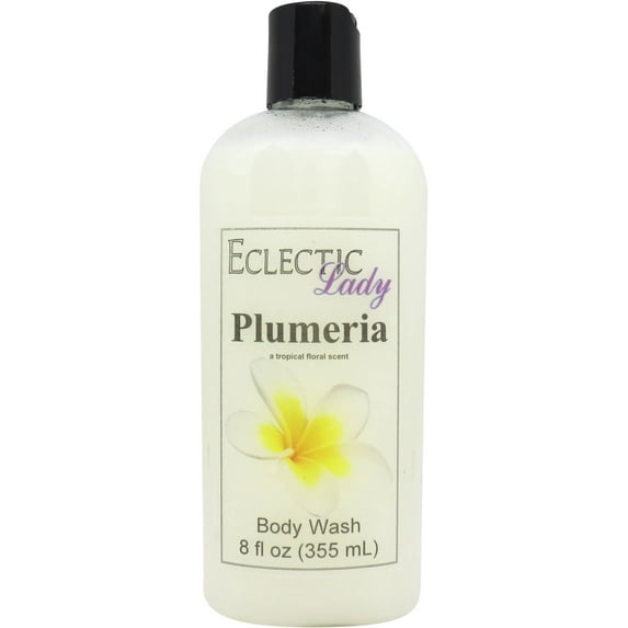 Plumeria Body Wash by Eclectic Lady, Liquid Shower Gel for Women and Men, 8 Ounces
