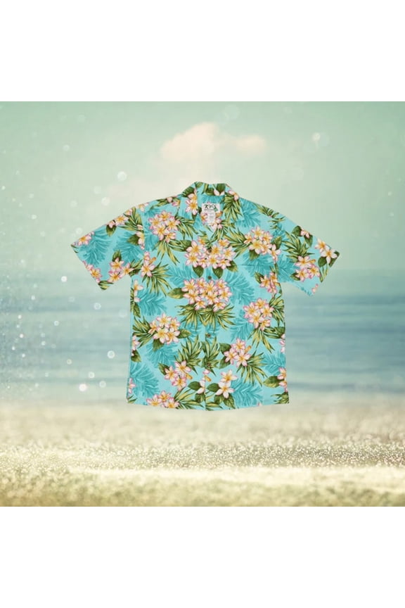 Plumeria Dream Green Cotton Poplin Men s Hawaiian Shirt