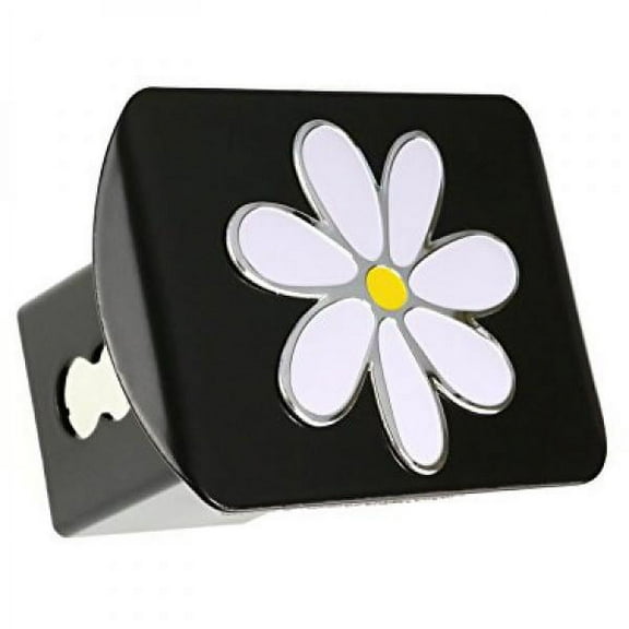 Plumeria Flower 3d Chrome Emblem Metal Trailer Hitch Cover Fits 2 Receivers (Chrome on Black)