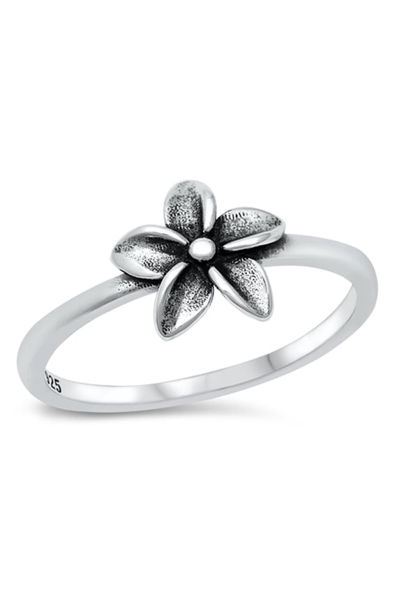 Plumeria Flower Birth Love Ring .925 Sterling Silver Band Jewelry Female Male Unisex Size 4