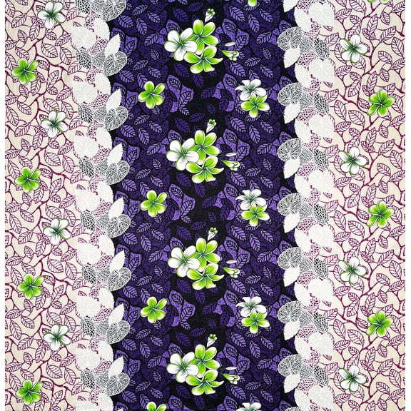 Plumeria Flowers & Leaves Parallel design Fabric | Rayon