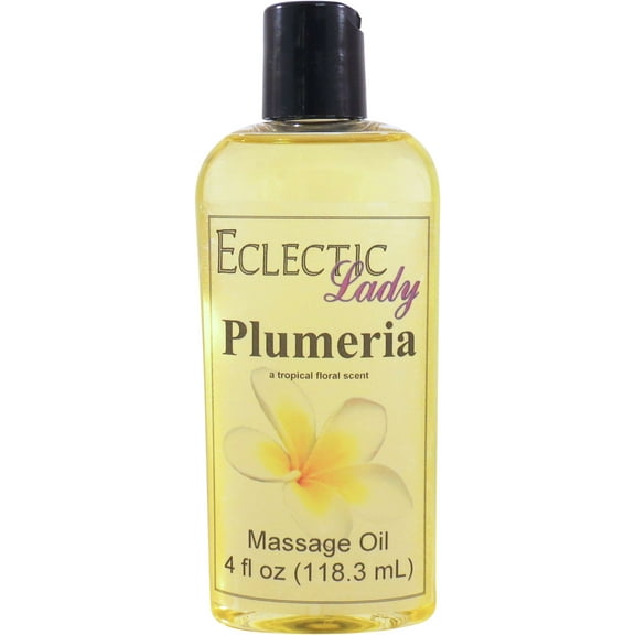 Plumeria Massage Oil by Eclectic Lady, 4 oz, Sweet Almond Oil and Jojoba Oil