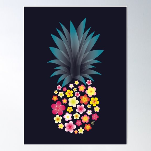 Plumeria Pineapple Poster Wall Art Home Decor Office Wall Art Living Room Decor, Paper Poster Only