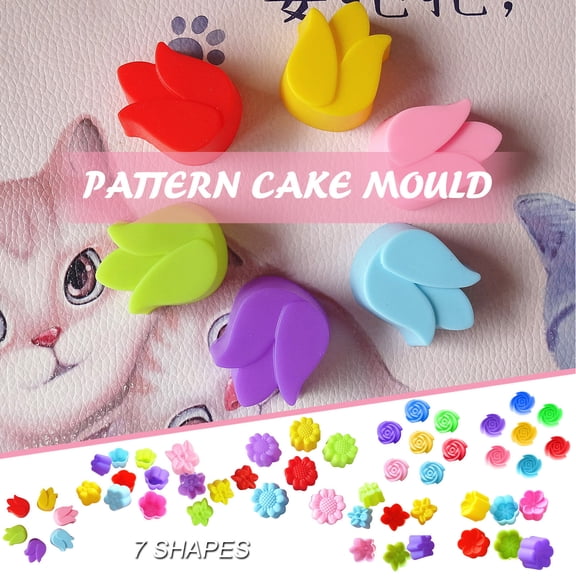 Plumeria Pudding Molds - 1.18" Silicone Jelly Molds, Random Color Flexible Non-Sticking Cupcake Chocolate Candy Soap Makers