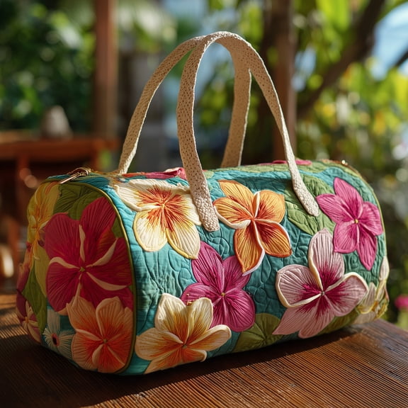 Plumeria Quilted Duffle Bag